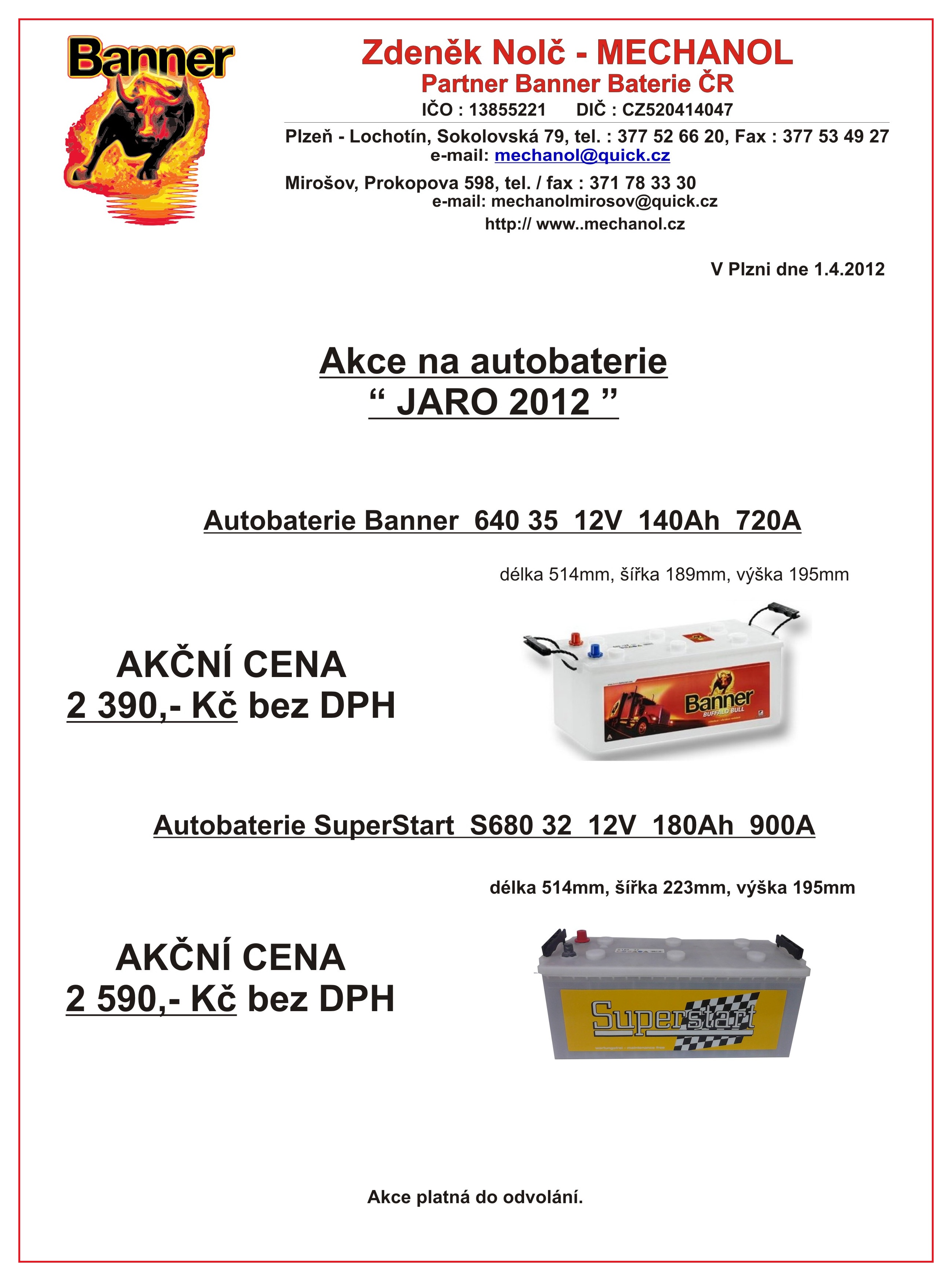 AKCE autobaterie Jaro 2012 akce autobaterie jaro 2012