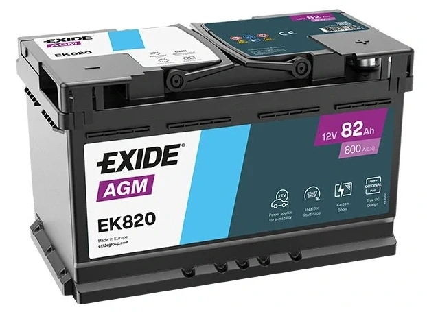 EXIDE Start/stop AGM EK820 12V 82Ah 800A
