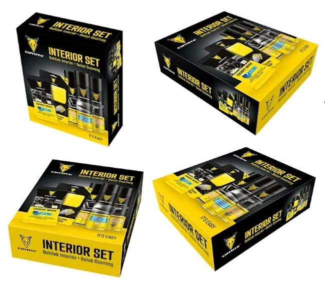 COYOTE Interior set- čistící ubrousky, čistič plastů, skel, čalounění a mikrovláknová utěrka.
