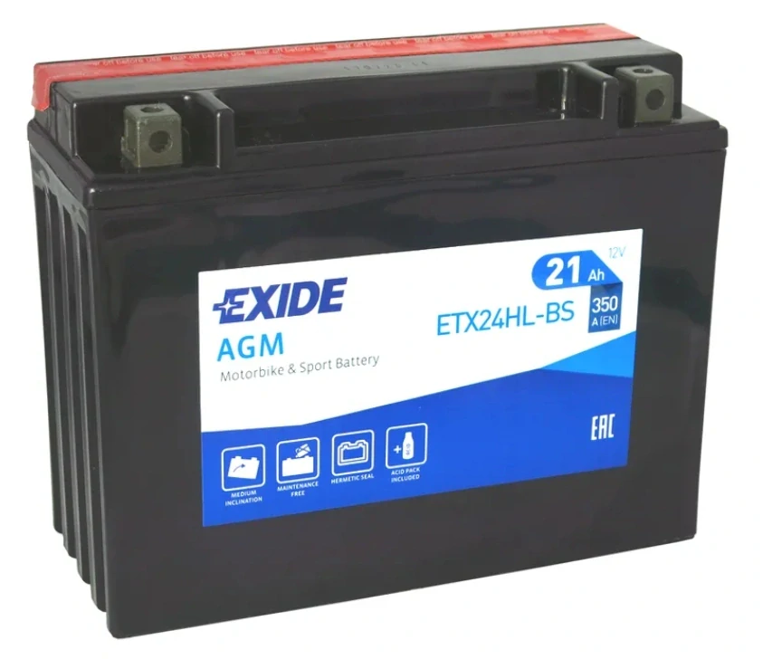 Motobaterie EXIDE ETX24HL-BS 12V 21Ah