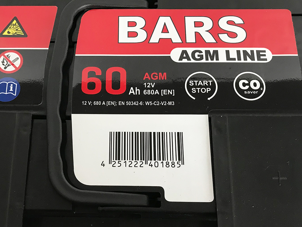 Autobaterie BARS AGM Line 12V 60Ah 680A